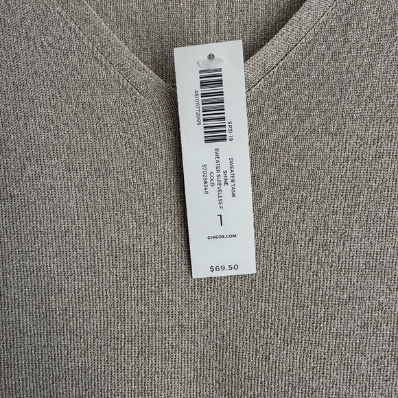 NWT Chico’s Metallic Knit Tank & Open Front Cardigan Holiday Party Sweater Set M - Picture 9 of 12